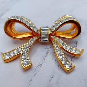 Vintage Genuine Marked Swarovski Pin 22K Gold Plated